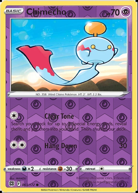 Chimecho 063/172, Brilliant Stars, Reverse Holo finish, representative matte composite