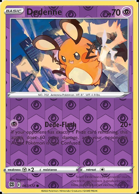 Dedenne 067/172, Brilliant Stars, Reverse Holo finish, representative matte composite