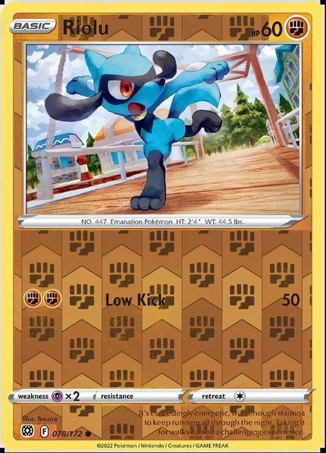 Riolu 078/172, Brilliant Stars, Reverse Holo finish, representative matte composite