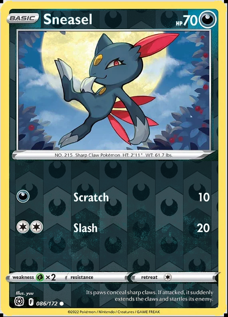 Sneasel 086/172, Brilliant Stars, Reverse Holo finish, representative matte composite