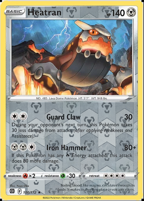 Heatran 100/172, Brilliant Stars, Reverse Holo finish, representative matte composite