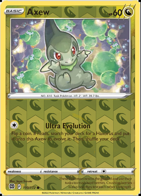 Axew 110/172, Brilliant Stars, Reverse Holo finish, representative matte composite