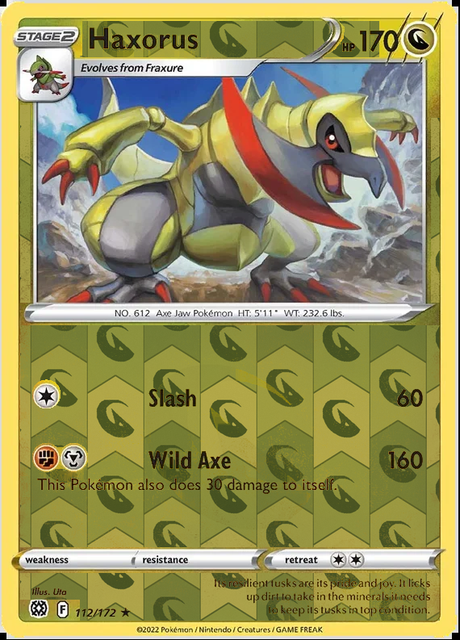 Haxorus 112/172, Brilliant Stars, Reverse Holo finish, representative matte composite