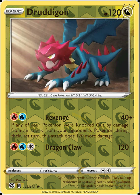Druddigon 113/172, Brilliant Stars, Reverse Holo finish, representative matte composite