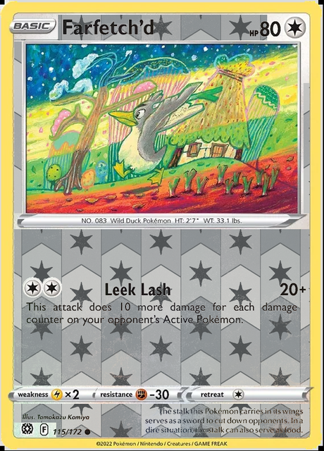 Farfetch'd 115/172, Brilliant Stars, Reverse Holo finish, representative matte composite