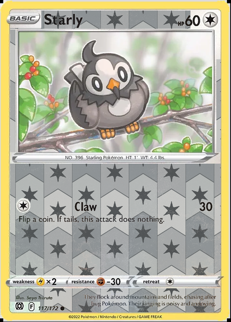 Starly 117/172, Brilliant Stars, Reverse Holo finish, representative matte composite