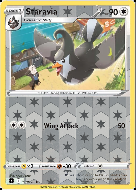 Staravia 118/172, Brilliant Stars, Reverse Holo finish, representative matte composite