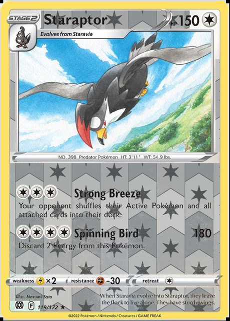 Staraptor 119/172, Brilliant Stars, Reverse Holo finish, representative matte composite