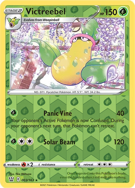 Victreebel 003/163, Battle Styles, Reverse Holo finish, representative matte composite