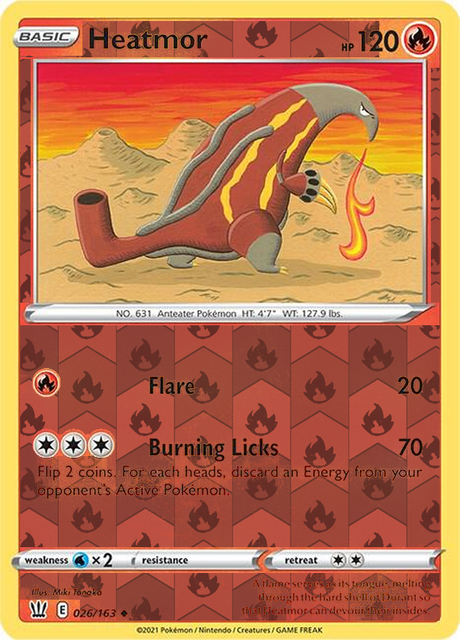 Heatmor 026/163, Battle Styles, Reverse Holo finish, representative matte composite
