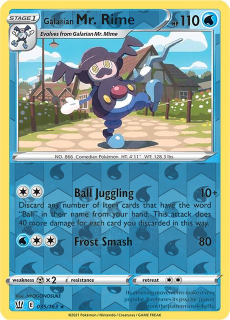 Galarian Mr. Rime 035/163, Battle Styles, Reverse Holo finish, representative matte composite