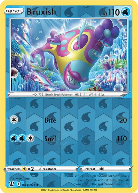 Bruxish 043/163, Battle Styles, Reverse Holo finish, representative matte composite