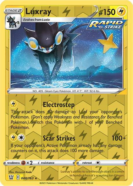 Luxray 048/163, Battle Styles, Reverse Holo finish, representative matte composite