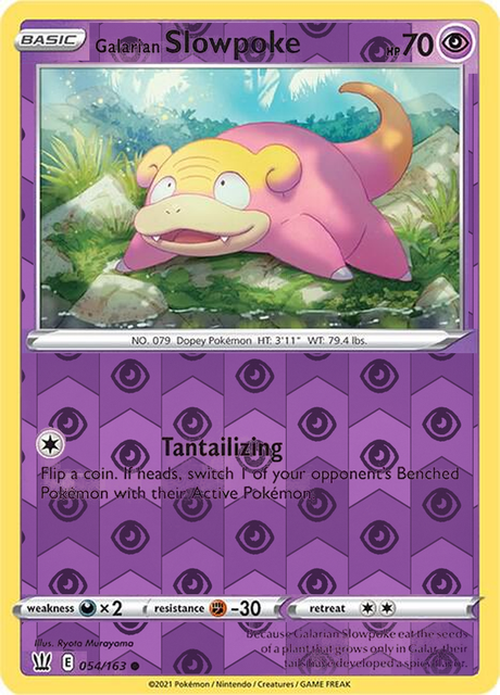 Galarian Slowpoke 054/163, Battle Styles, Reverse Holo finish, representative matte composite
