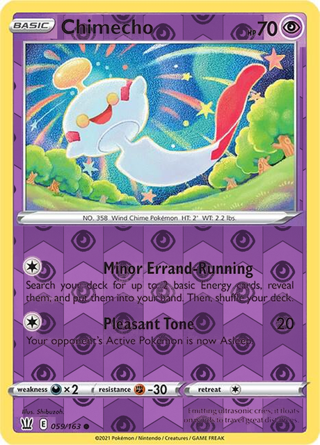 Chimecho 059/163, Battle Styles, Reverse Holo finish, representative matte composite