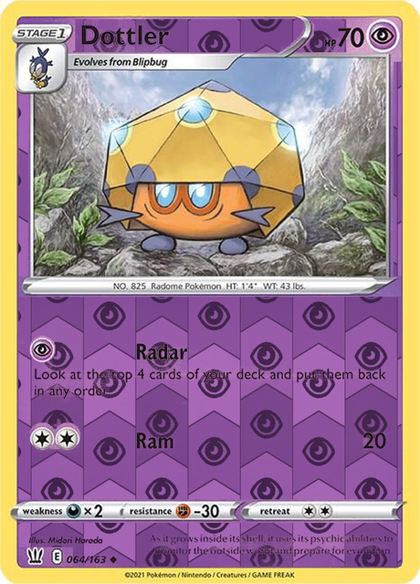 Dottler 064/163, Battle Styles, Reverse Holo finish, representative matte composite