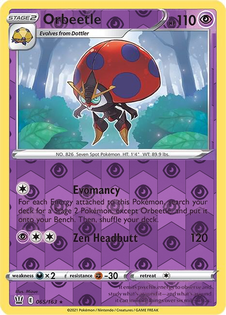 Orbeetle 065/163, Battle Styles, Reverse Holo finish, representative matte composite