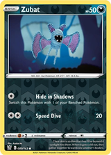 Zubat 089/163, Battle Styles, Reverse Holo finish, representative matte composite