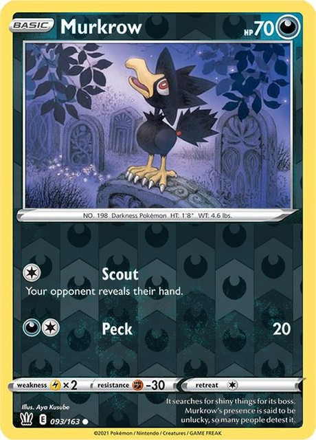 Murkrow 093/163, Battle Styles, Reverse Holo finish, representative matte composite