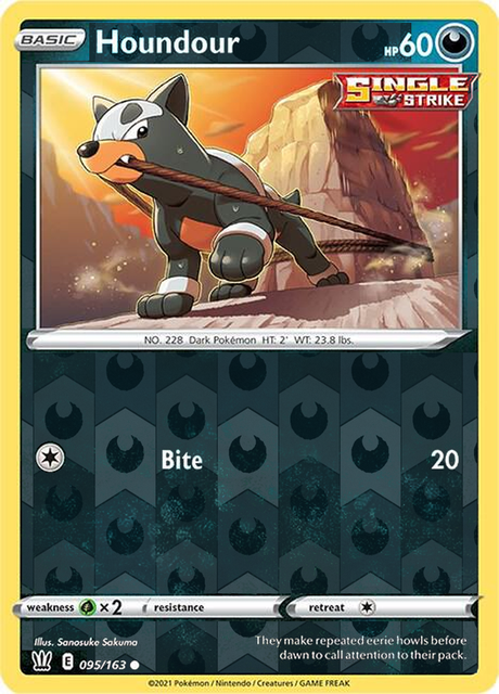 Houndour 095/163, Battle Styles, Reverse Holo finish, representative matte composite