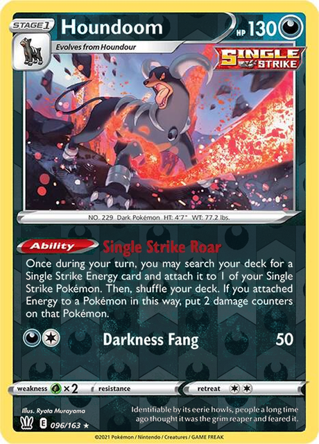 Houndoom 096/163, Battle Styles, Reverse Holo finish, representative matte composite
