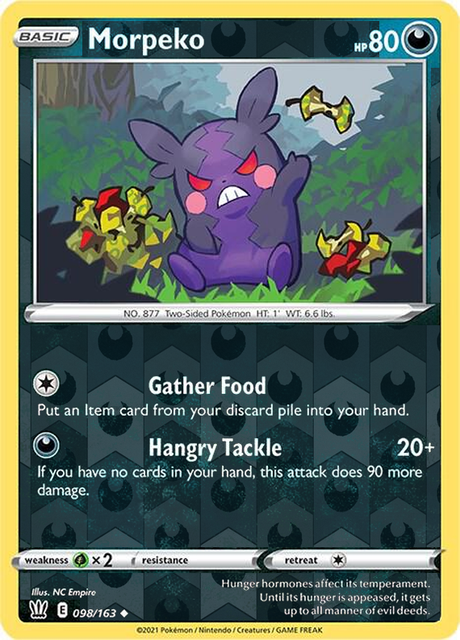Morpeko 098/163, Battle Styles, Reverse Holo finish, representative matte composite