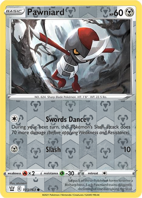 Pawniard 103/163, Battle Styles, Reverse Holo finish, representative matte composite