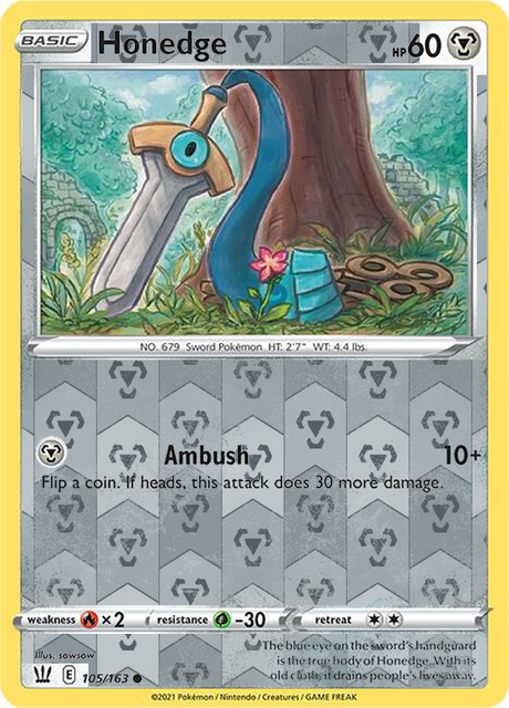 Honedge 105/163, Battle Styles, Reverse Holo finish, representative matte composite