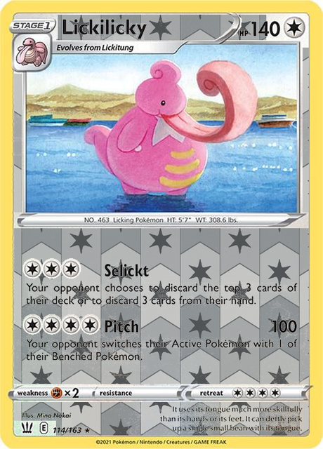 Lickilicky 114/163, Battle Styles, Reverse Holo finish, representative matte composite