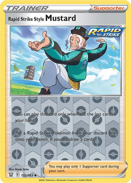 Rapid Strike Style Mustard 132/163, Battle Styles, Reverse Holo finish, representative matte composite