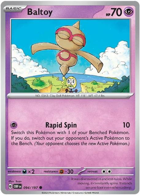 Baltoy Obsidian Flames Single Pokemon Card
