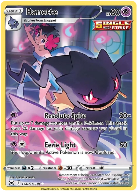 Banette Lost Origin Trainer Gallery Pokemon Single Card TG07/TG30
