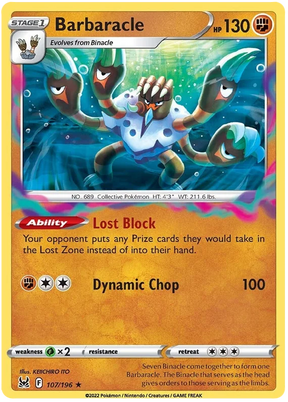 Barbaracle Lost Origin Pokemon Single Card 107/196