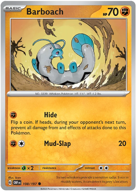 Barboach Obsidian Flames Single Pokemon Card