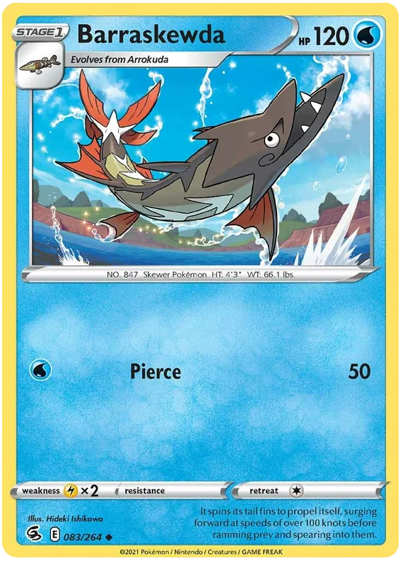 Barraskewda Fusion Strike Pokemon Card Singles 083/264