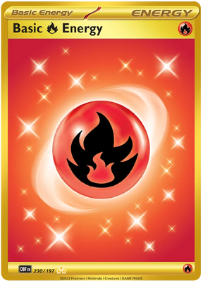 Basic Fire Energy Gold Obsidian Flames Single Pokemon Card