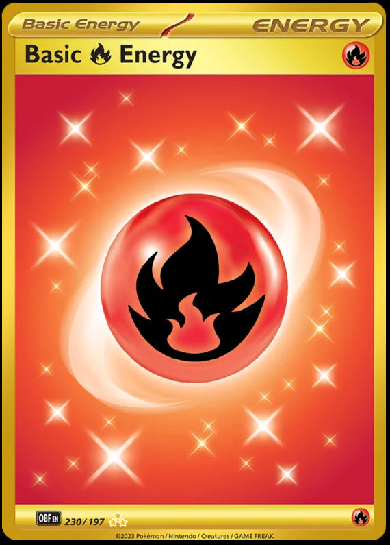 Basic Fire Energy Gold Obsidian Flames Single Pokemon Card