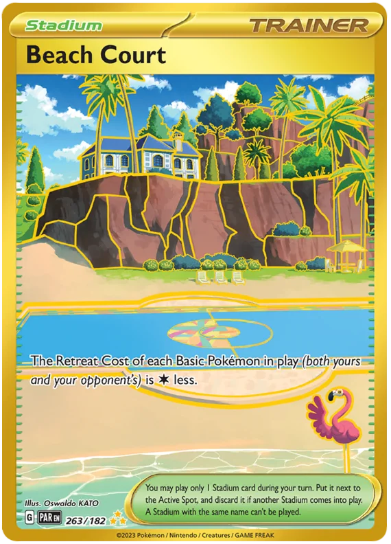 Beach Court Gold Paradox Rift Single Pokemon Card 263/182