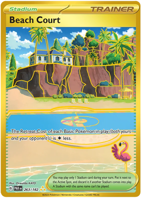 Beach Court Gold Paradox Rift Single Pokemon Card 263/182