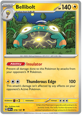 Bellibolt 078 Obsidian Flames Single Pokemon Card