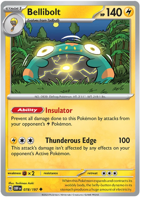 Bellibolt 078 Obsidian Flames Single Pokemon Card