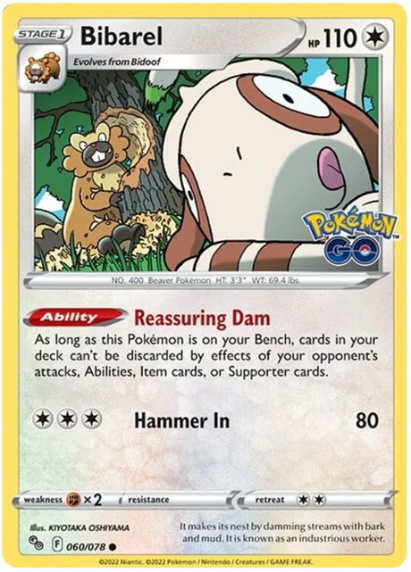 Bibarel Pokemon GO Card Singles 060/078