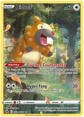 Bidoof Crown Zenith Galarian Gallery Pokemon Card Single