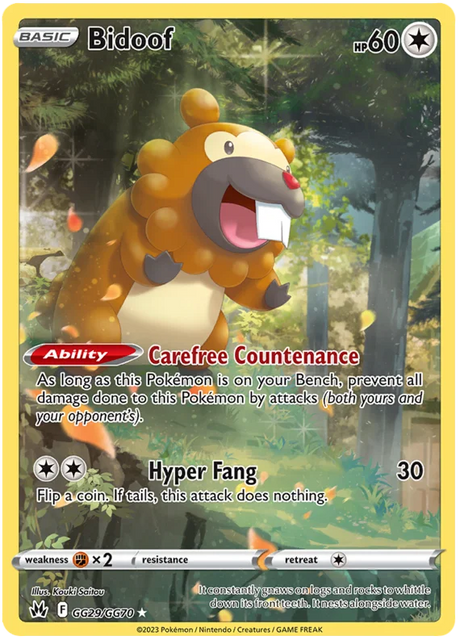 Bidoof Crown Zenith Galarian Gallery Pokemon Card Single