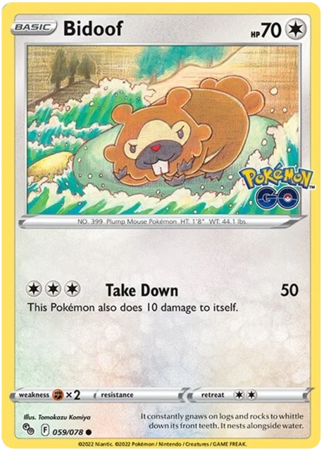 Bidoof Pokemon GO Card Singles 059/078