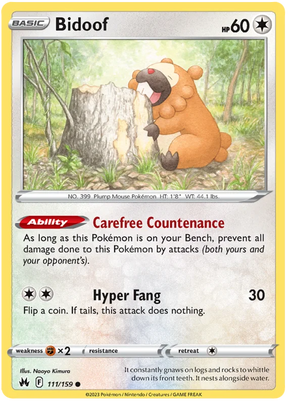 Bidoof Crown Zenith Pokemon Card Single