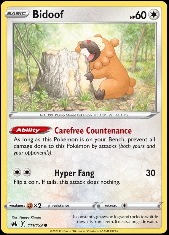 Bidoof Crown Zenith Pokemon Card Single