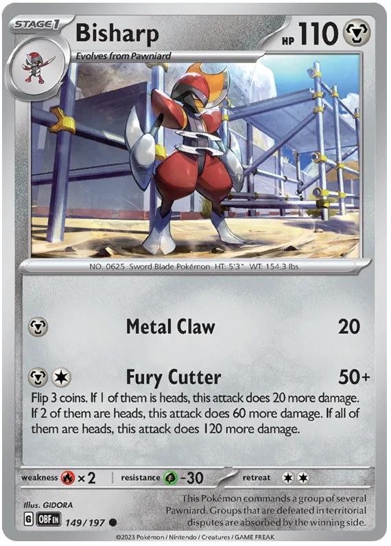Bisharp Obsidian Flames Single Pokemon Card