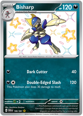 Bisharp Paldean Fates Pokemon Card Single 186/091