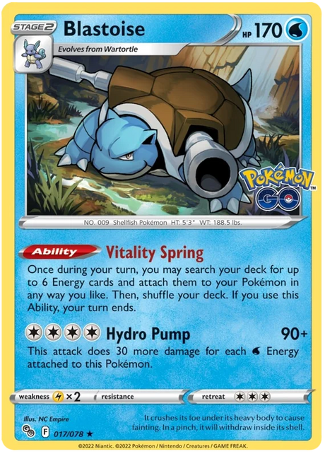 Blastoise Pokemon GO Card Singles 017/078